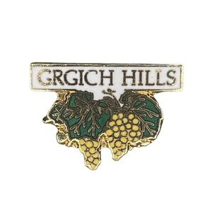 Vintage Grgich Hills Winery Lapel Pin Enamel Napa Wine Grapes Pinback Gold Toned